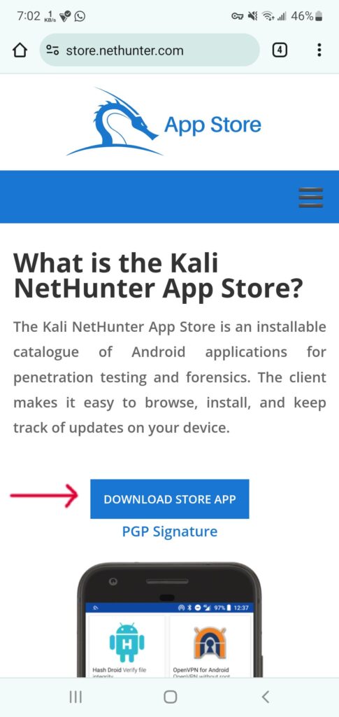 تحميل متجر Kali Nethunter